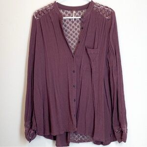 Free People Mauve Button-Up Blouse
